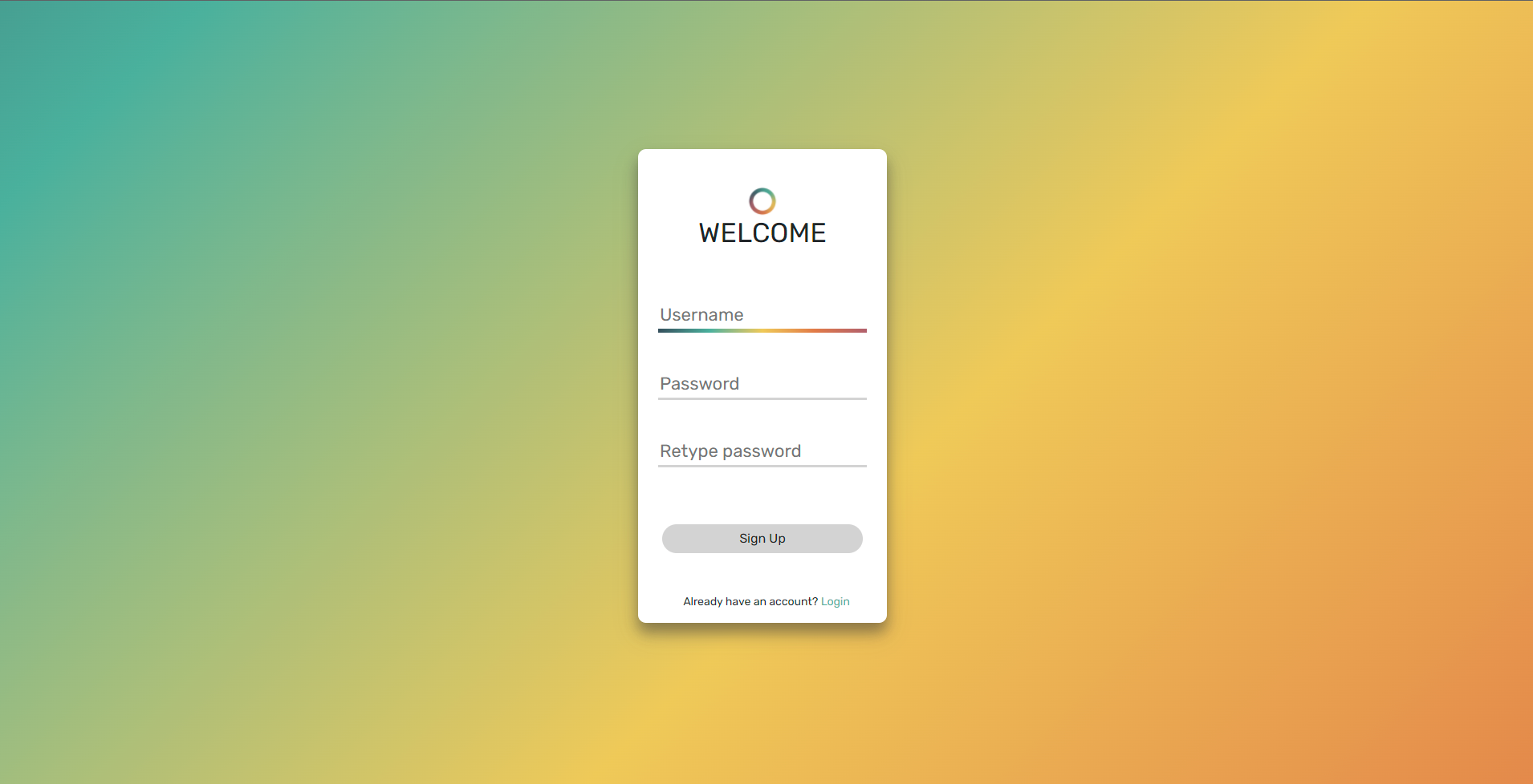 shmood signup screen